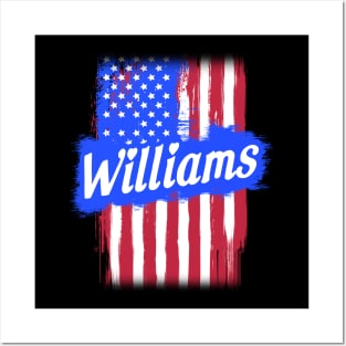 American Flag Williams Family Gift T-shirt For Men Women, Surname Last Name Posters and Art